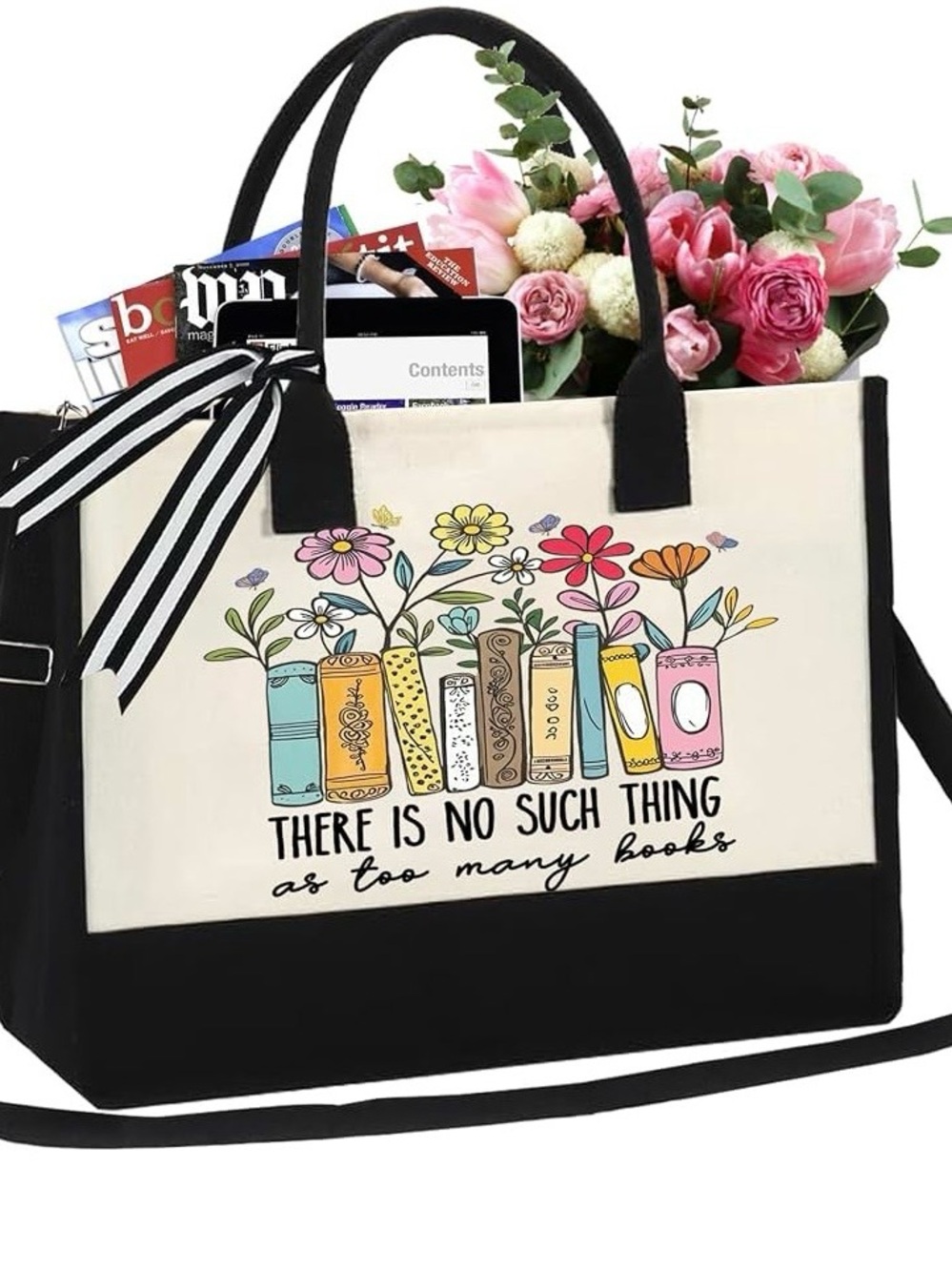 “There is no such thing as too many books,” canvas bag